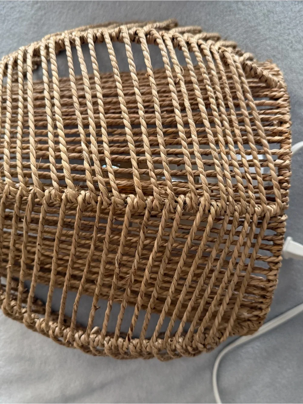 Pair of Woven Rattan Wall Lamps in Natural Brown